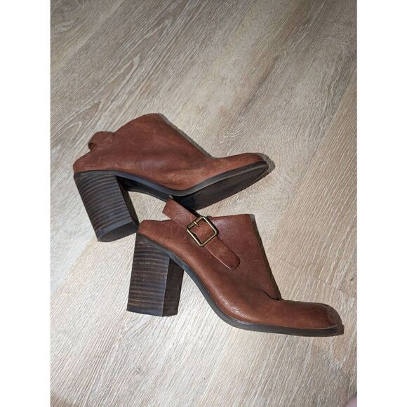 Lucky Brand Machiko Booties Womens 8.5 Brown Leather Distressed Stacked Heeled M - Picture 10 of 13